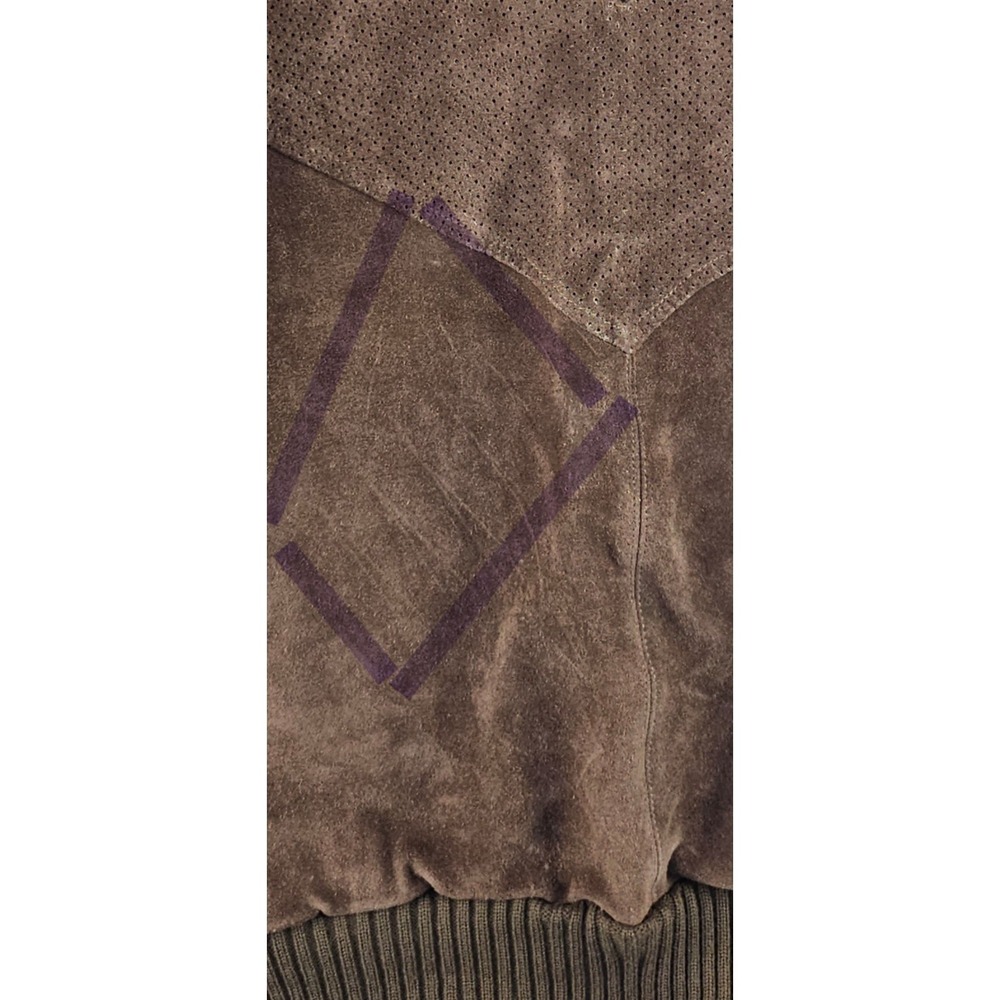 Vtg 70s Leather V Neck Sweater Cow Suede Brown Western Rockabilly Mens‎ XL - Picture 7 of 16